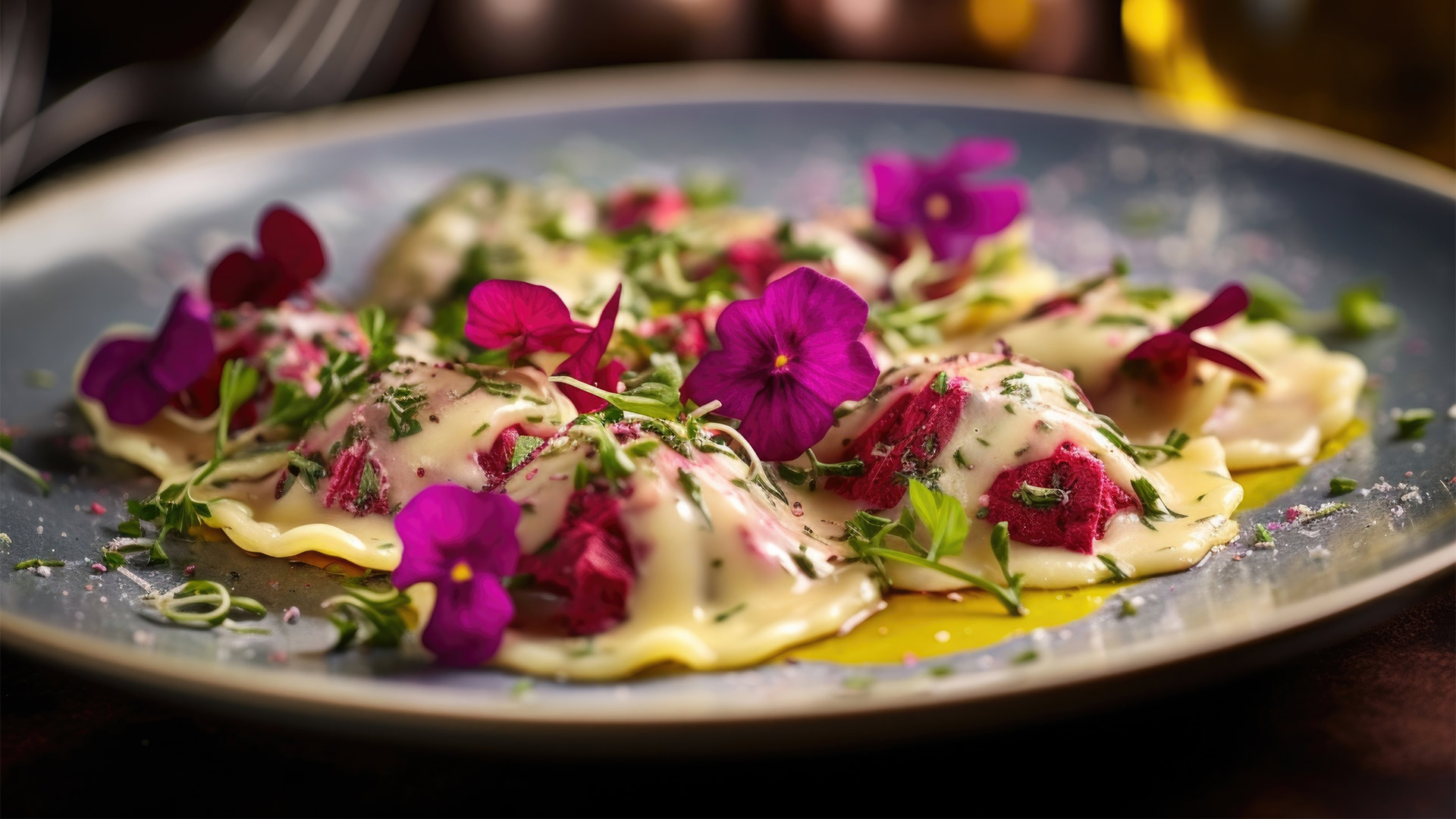 Ravioli di barbabietola e caprino fresco
