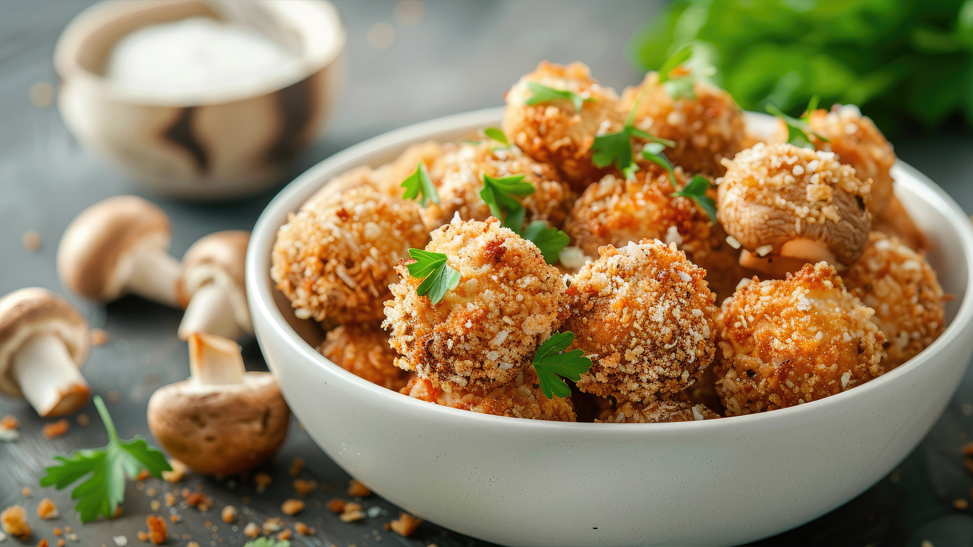 Funghi Champignon al forno con hummus