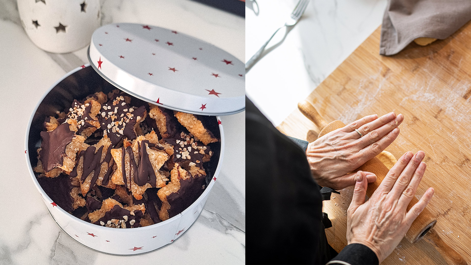 Stelle al cocco, miele e cioccolato